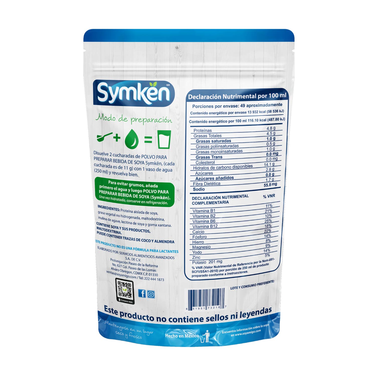 Symkën Soya Natural Bolsa 1,080g