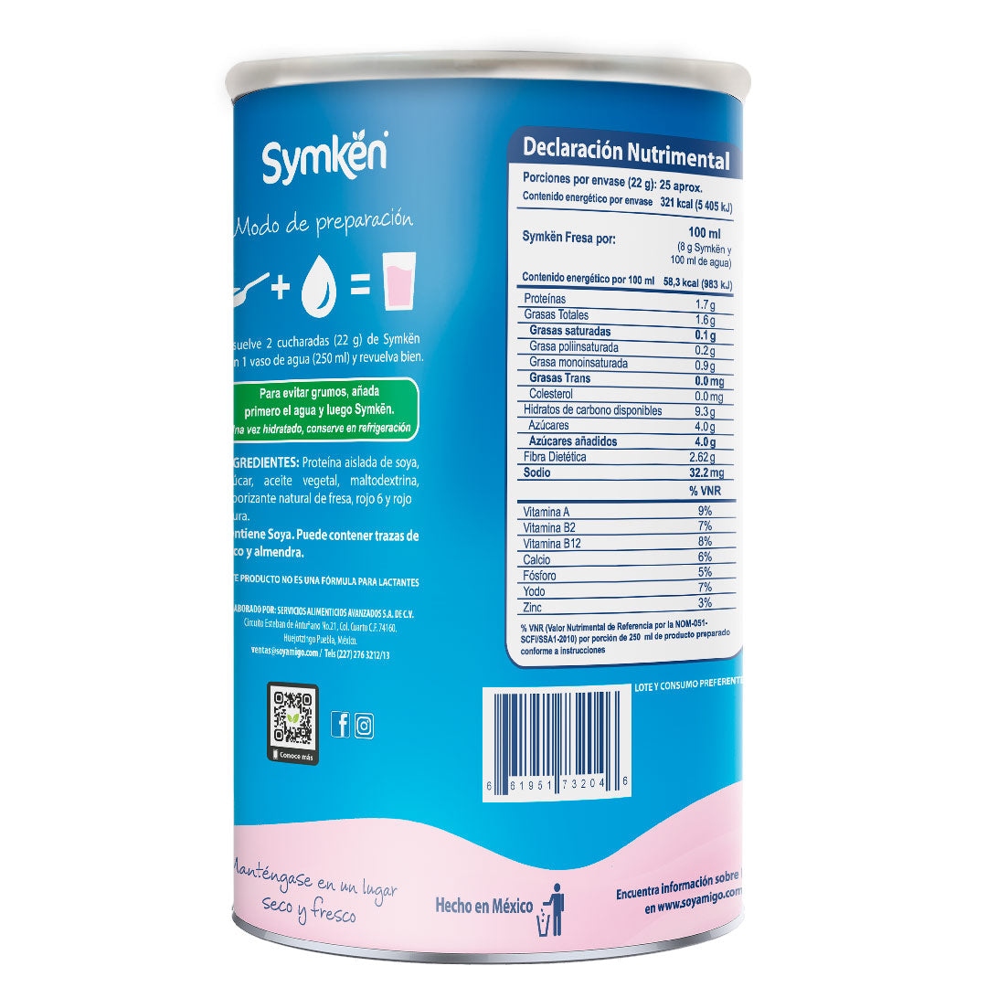 Symkën Soya Strawberry flavor can 550g