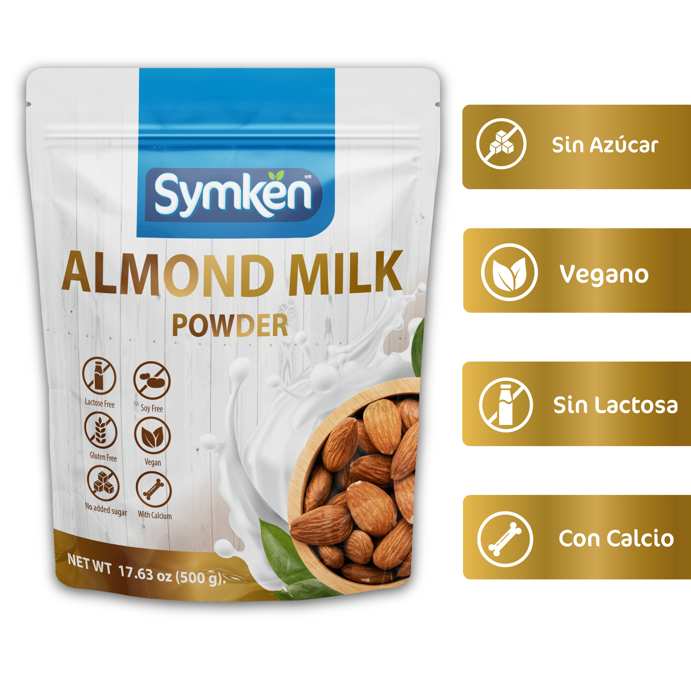 Symkën Leche de Almendra Pura Sin Soya 500g