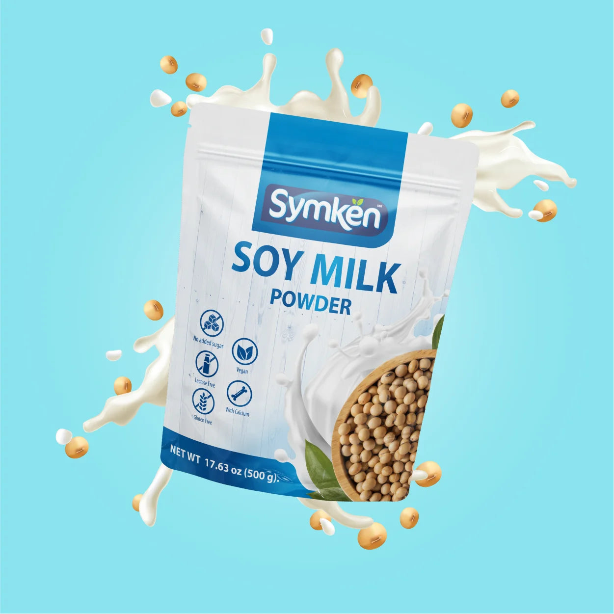 Symkën Leche de Soya Natural Sin Azúcar Bolsa 500g